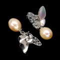 925 Srebro delikatne kolczyki naturalna masa perłowa perły cyrkonie motyl 1