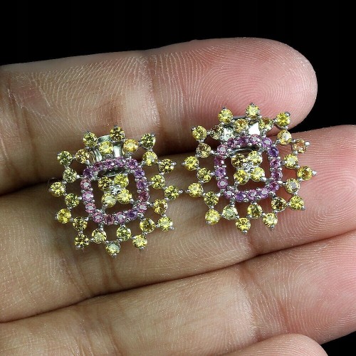 1 Kolczyki naturalne szafiry Songea granaty srebro 925