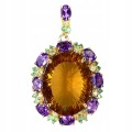 Wisiorek 38ct cytryn naturalne ametysty szmaragdy oliwiny 925