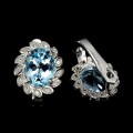 1 Delikatne kolczyki naturalne topazy sky blue cyrkonie 925 piękne