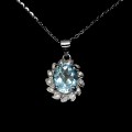 Naszyjnik delikatny naturalny Sky Blue topaz cyrkonie 925 piękny