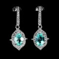 Srebrne delikatne kolczyki naturalne topazy paraiba cyrkonie 1