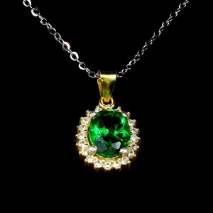 Srebrny naszyjnik cyrkonie topaz zielony naturalny delikatny