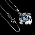 Naszyjnik delikatny naturalny Sky Blue topaz białe topazy 925