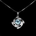 Naszyjnik delikatny naturalny Sky Blue topaz białe topazy 925