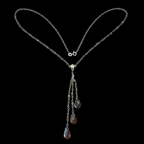 Srebrny piękny 925 naszyjnik naturalne labradoryty