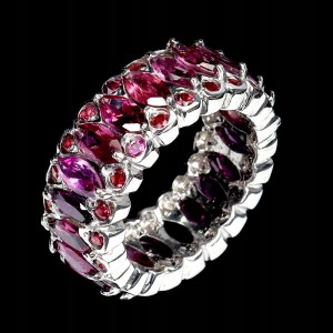 Pierścionek obrączka srebrna naturalne granaty rodolity r 15.5