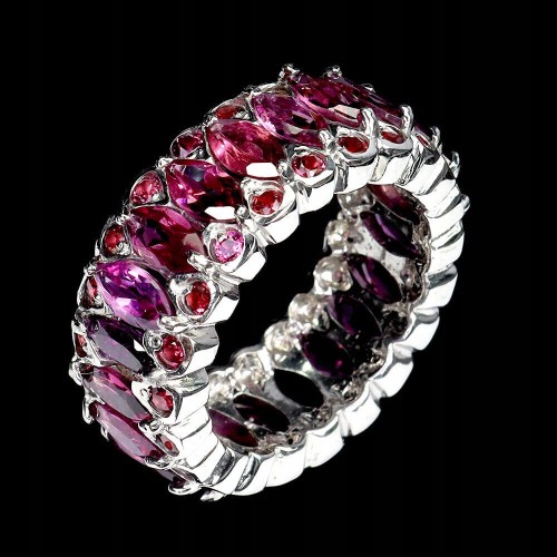 Pierścionek obrączka srebrna naturalne granaty rodolity r 15.5