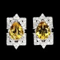925 Piękne srebrne kolczyki naturalne cytryny białe topazy 4