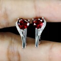 Kolczyki delikatne srebrne naturalne białe topazy granaty serca 4
