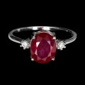 Srebrny delikatny pierścionek naturalny rubin cyrkonie r 12