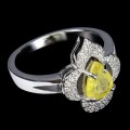 925 Delikatny pierścionek srebro naturalny żółty szafir r 14.5