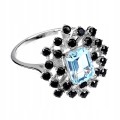 Srebrny pierścionek r 17 naturalny sky topaz czarne spinele