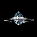 Delikatny pierścionek r 16 srebrny naturalny Sky Blue Topaz cyrkonie