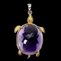 Wisiorek srebrny 925 naturalny 37.5ct ametyst żółw