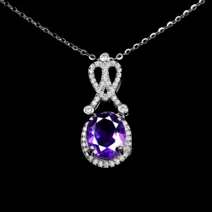 925 Piękny delikatny naszyjnik naturalny ametyst cyrkonie