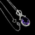 925 Piękny delikatny naszyjnik naturalny ametyst cyrkonie