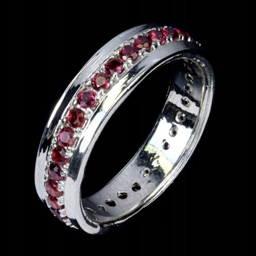 Pierścionek r 13 delikatny obrączka srebrna granaty rodolity