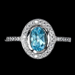 925 Delikatny pierścionek swiss blue topaz cyrkonie r 16.5