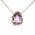 Naszyjnik srebrny 925 naturalny 62ct ametryn szafiry turmaliny