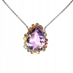 Naszyjnik srebrny 925 naturalny 62ct ametryn szafiry turmaliny