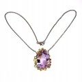 Naszyjnik srebrny 925 naturalny 62ct ametryn szafiry turmaliny