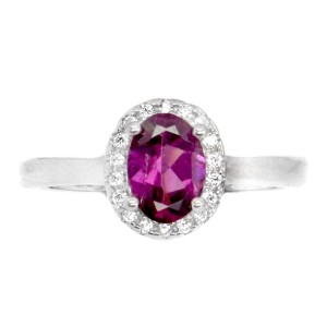 Pierścionek delikatny granat rodolit cyrkonie r 19.5 925