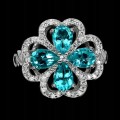 925 Piękny pierścionek paraiba blue topazy cyrkonie r 14
