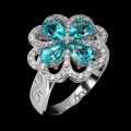 925 Piękny pierścionek paraiba blue topazy cyrkonie r 14