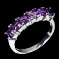 925 Pierścionek delikatny naturalne ametysty r 17