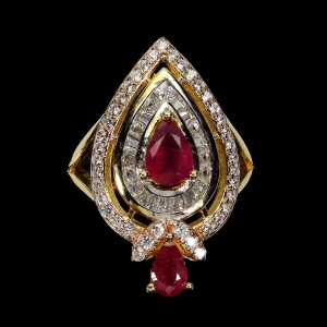 Piękny srebrny pierścionek r 13 naturalne rubiny cyrkonie