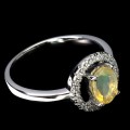 925 Delikatny pierścionek r 16 cyrkonie naturalny ognisty opal