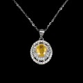 Delikatny srebrny naszyjnik cyrkonie żółty szafir naturalny piękny