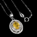 Delikatny srebrny naszyjnik cyrkonie żółty szafir naturalny piękny