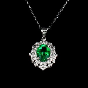 Delikatny srebrny 925 naszyjnik cyrkonie topaz zielony naturalny