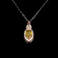 Srebrny delikatny naszyjnik cyrkonie żółty szafir naturalny piękny