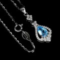 925 Naszyjnik delikatny cyrkonie Swiss Blue topaz naturalny