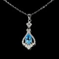 925 Naszyjnik delikatny cyrkonie Swiss Blue topaz naturalny