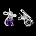 4 Kolczyki srebro piękne delikatne naturalne ametysty białe topazy