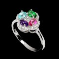 Pierścionek r 16 naturalny ametyst topaz zielony różowy delikatny 925