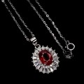 Piękny naszyjnik naturalny rubin cyrkonie delikatny 925