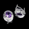 Kolczyki delikatne piękne naturalne ametysty cyrkonie 4