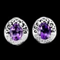 Kolczyki delikatne piękne naturalne ametysty cyrkonie 4