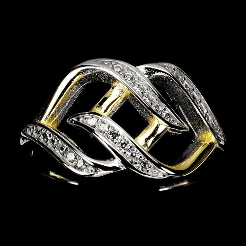 Srebrny delikatny pierścionek r 17 cyrkonie AAA