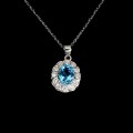925 Naszyjnik delikatny piękny cyrkonie Swiss Blue topaz naturalny