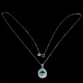 925 Naszyjnik delikatny piękny cyrkonie Swiss Blue topaz naturalny