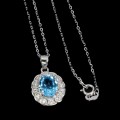 925 Naszyjnik delikatny piękny cyrkonie Swiss Blue topaz naturalny