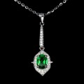 Delikatny srebrny naszyjnik cyrkonie topaz zielony naturalny 925