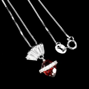 Naszyjnik cyrkonie granat naturalny delikatny piękny