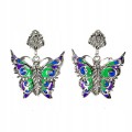 Srebrne 925 kolczyki emaliowane naturalne markazyty motyl 5